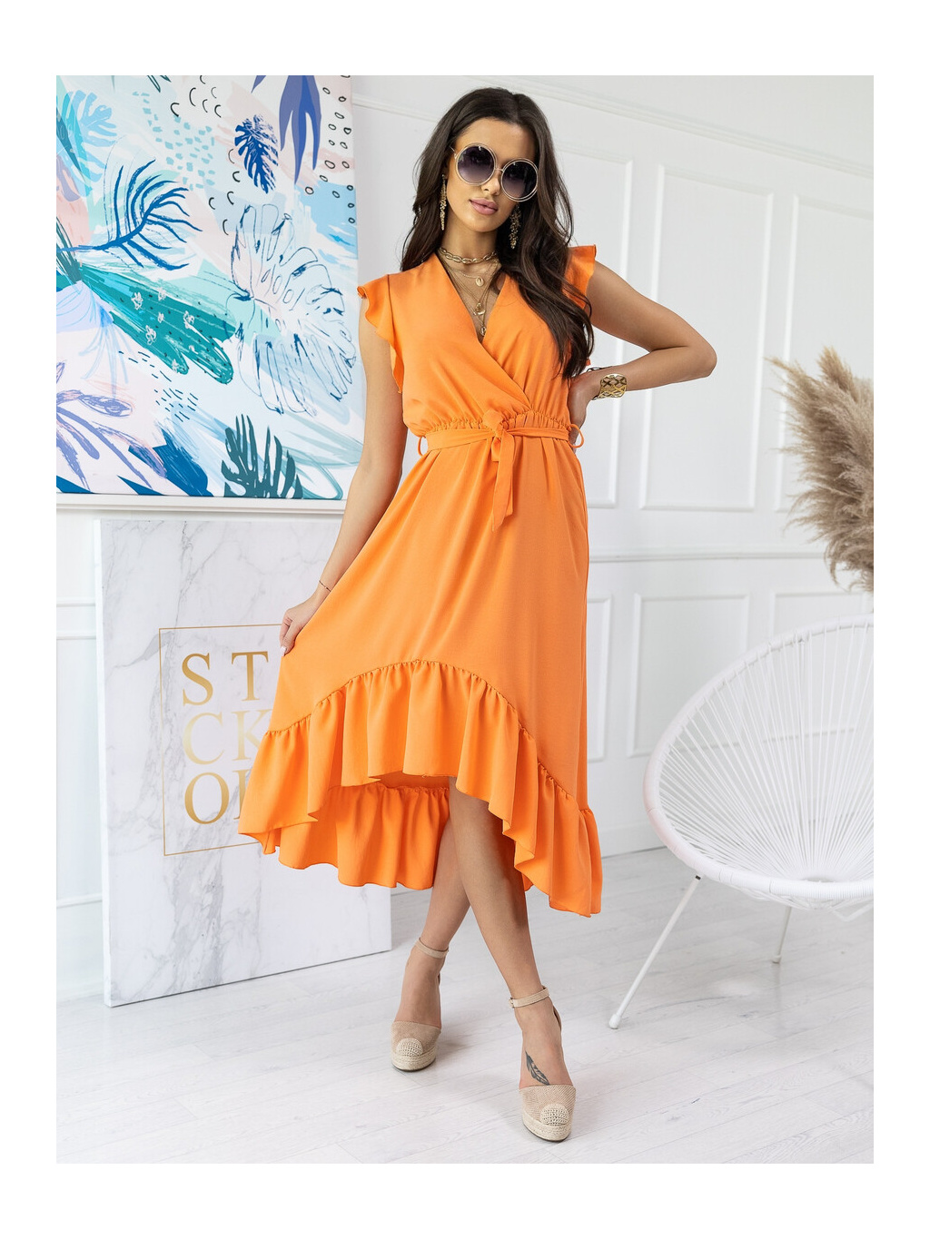 Dámske módne oranžové šaty LS01OR